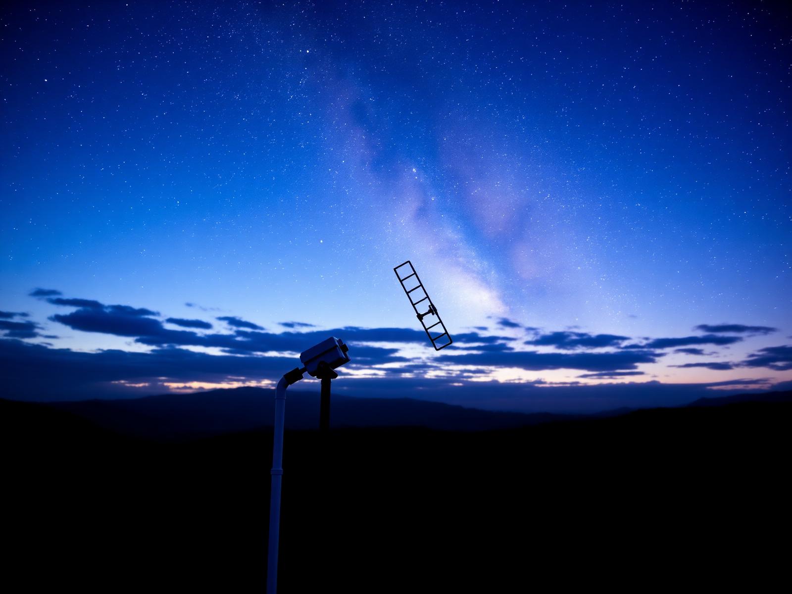 Antena Starlink sob céu estrelado